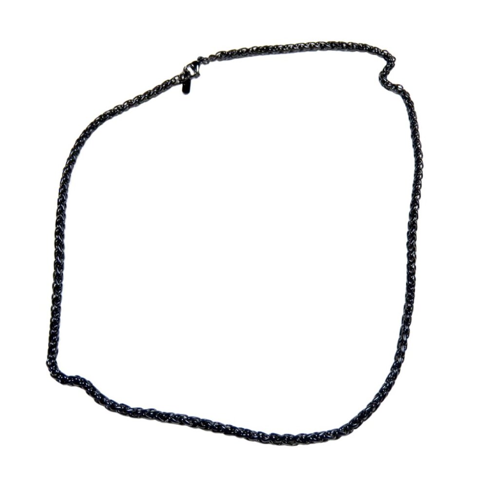 Inox Polished Stainless Steel Black Wheat Chain